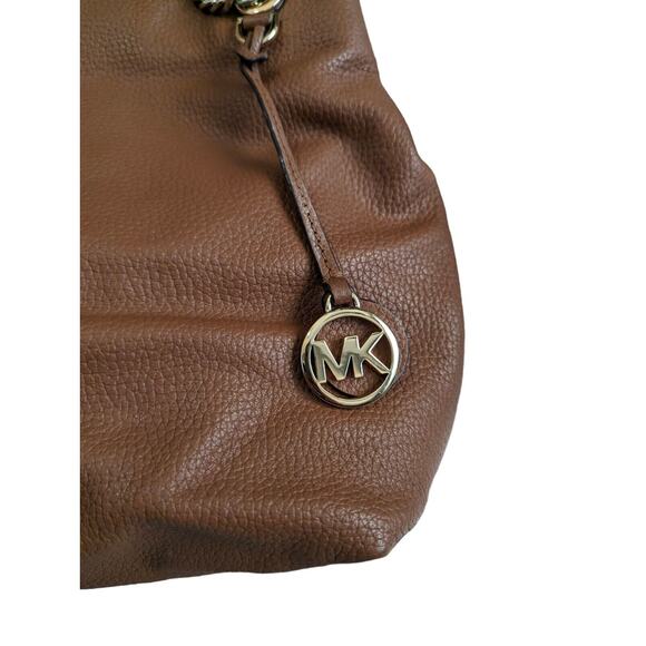Michael Kors Jet Set Travel Bag Brown Purse Medium NS Chain Leather Satchel - Picture 8 of 14